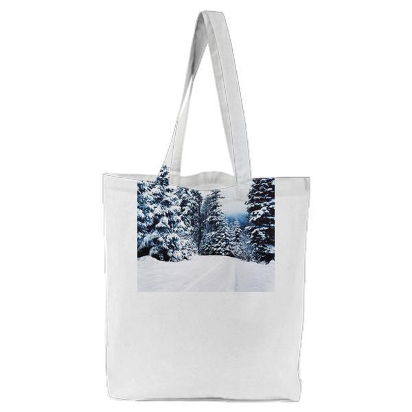 Pine Trees At Daytime During Winter Tote Bag