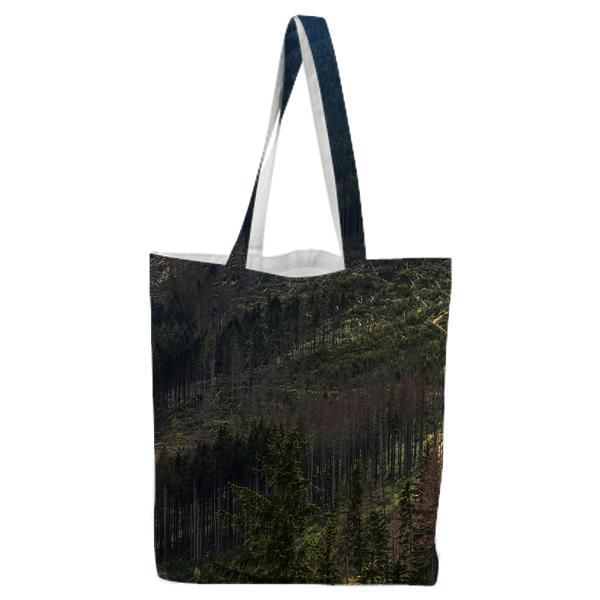 Green Mountain With Pine Tree Tote Bag