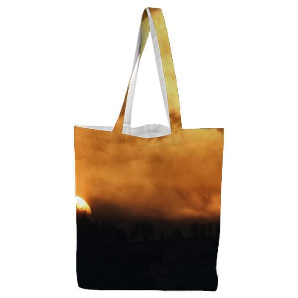 Silhouette Photo Of Trees During Sunset Tote Bag