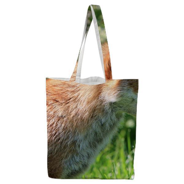Brown Fox In Green Grass Field During Daytime Tote Bag