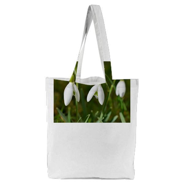 Close Up Photo Of White Petal Flower On Green Stem During Daytime Tote Bag