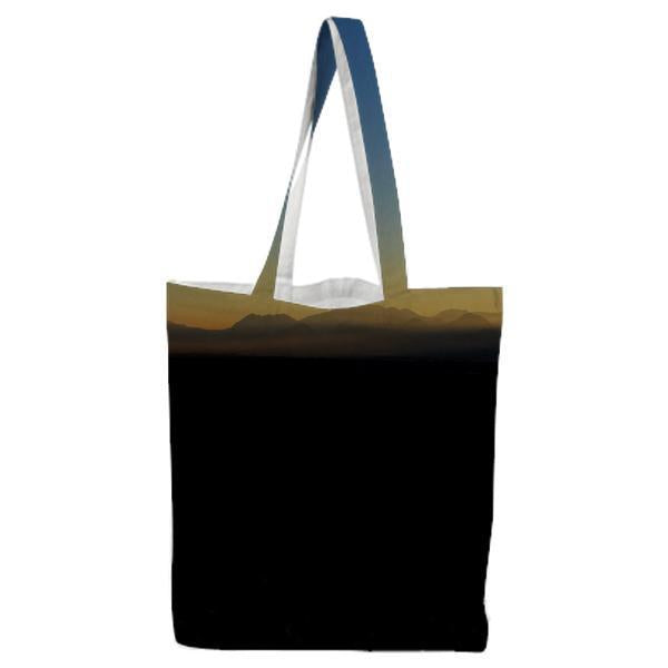 Woman Using Binoculars In Mountain During Sunset Tote Bag