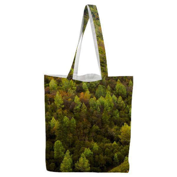Green Trees On Mountain Tote Bag