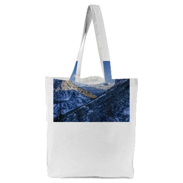 Cold Snow Landscape Mountains Tote Bag