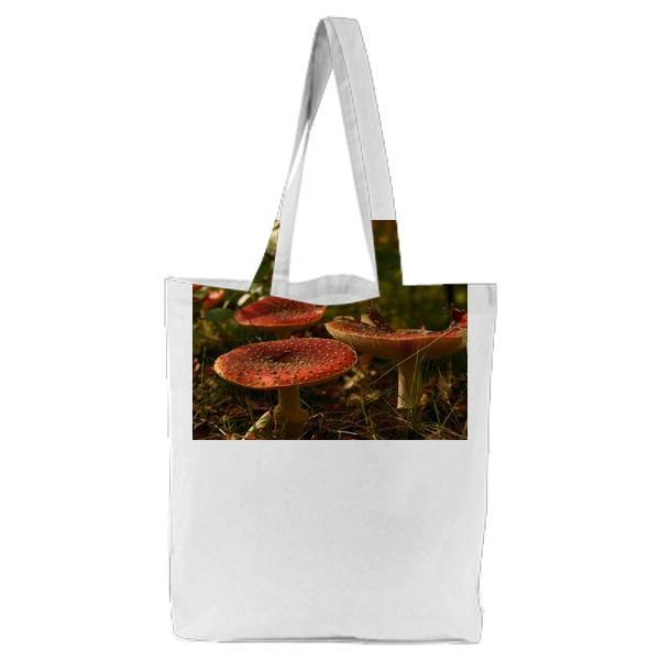 Shallow Focus Photography Of Orange And White Mushrooms During Daytime Tote Bag