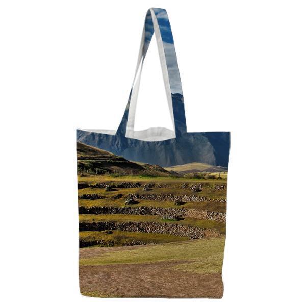 Green Grass Field Under Sunny Cloudy Blue Sky Tote Bag