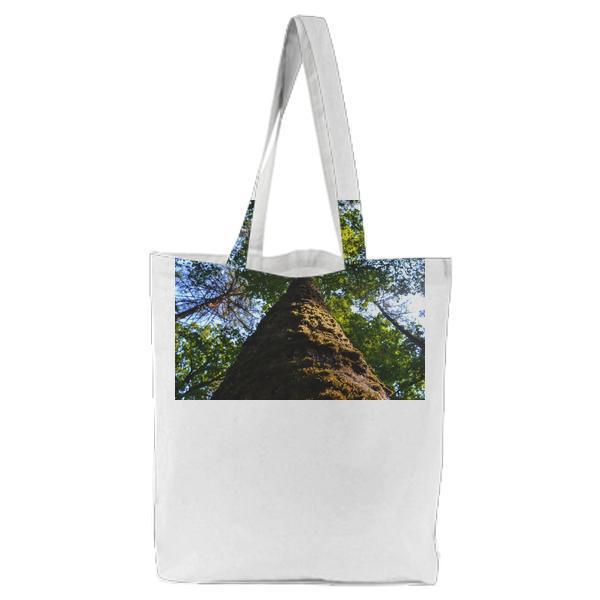Low Angle Photo Of Green Tree During Daytime Tote Bag