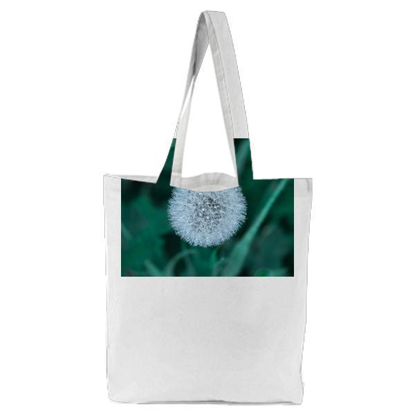 White Flower Surrounded By Green Plants Tote Bag