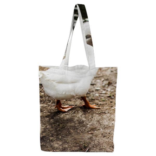2 White Ducks On Lake Shore Tote Bag