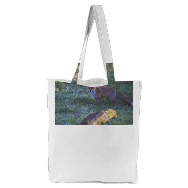 Brown Fox On Green Grass During Daytime Tote Bag