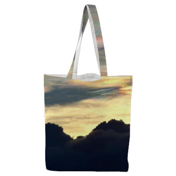 Silhouette Of Mountain Under Nimbus Clouds During Daytime Tote Bag