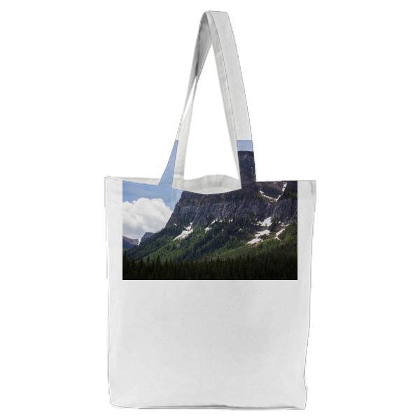 Green Tree Covered Mountain Under Blue Sky And White Clouds During Daytime Tote Bag