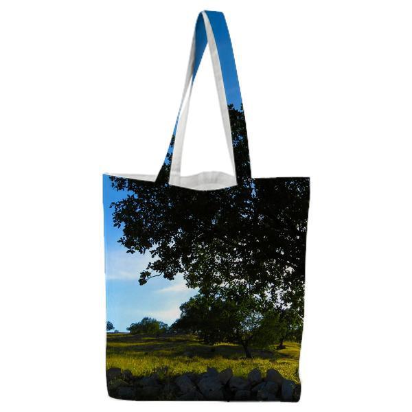 Wide View Tree And Green Grass During Daytime Tote Bag