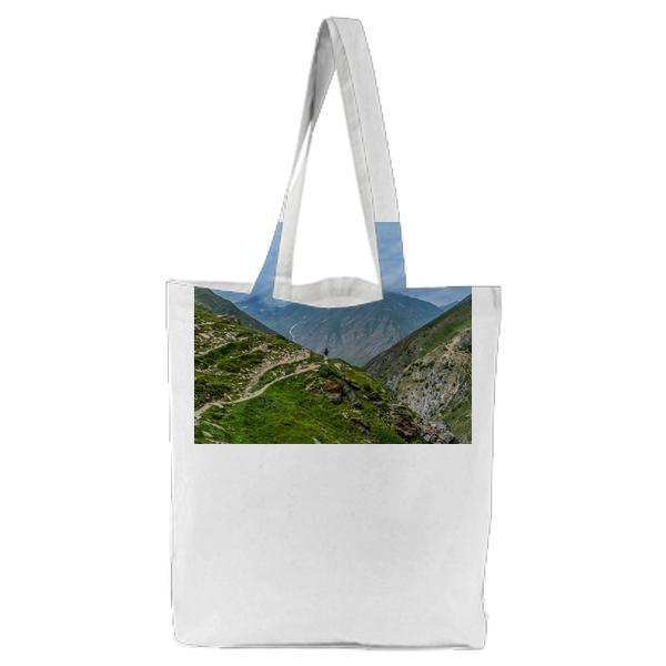 Green Grass Mountain During Daytime Tote Bag