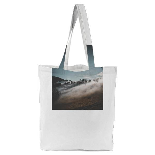 Brown Trees In Foggy Place During Daytime Tote Bag