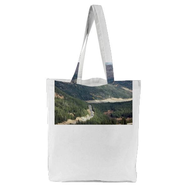 Top View Of Green Mountain During Daytime Tote Bag