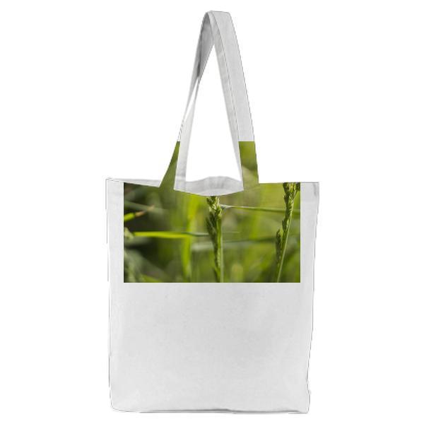 Close Up Photography Green Grass During Daytime Tote Bag