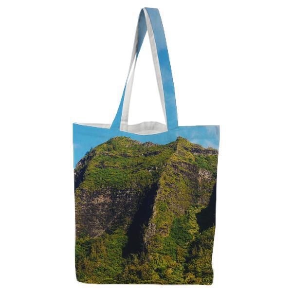 Green Mountain Under Cloudy Sky During Daytime Tote Bag