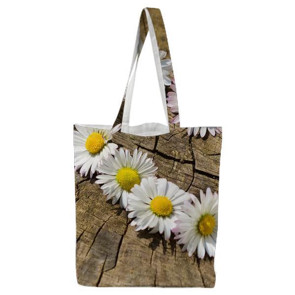 Love Heart Flowers Daisies Tote Bag