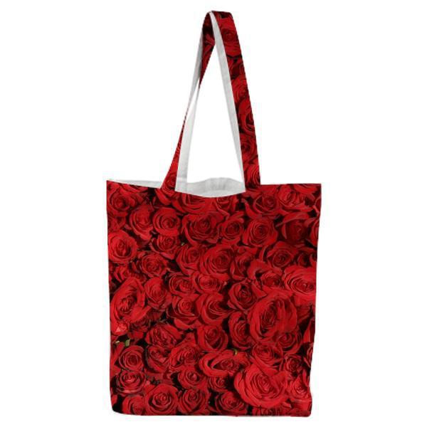 Red Love Romantic Flowers Tote Bag