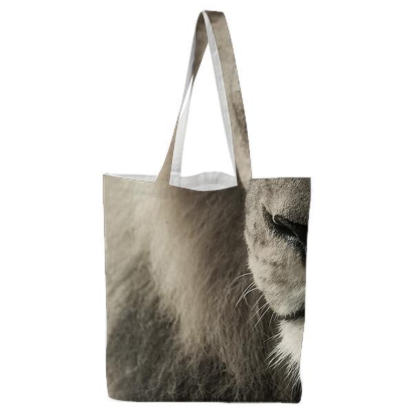 Black And White Lion Photograph Tote Bag