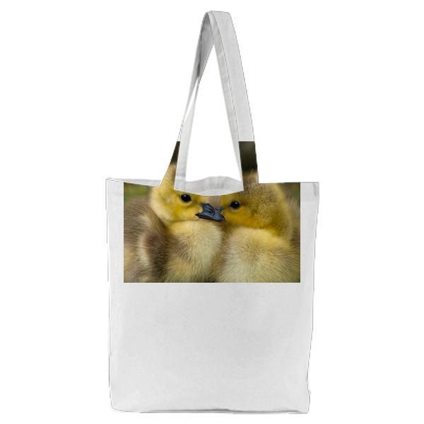2 Yellow Ducklings Closeup Photography Tote Bag