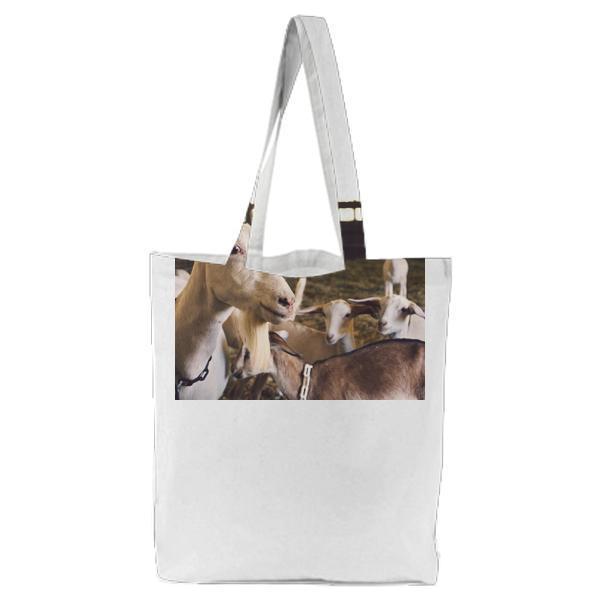 Animals CloseUp Goats Domestic Tote Bag