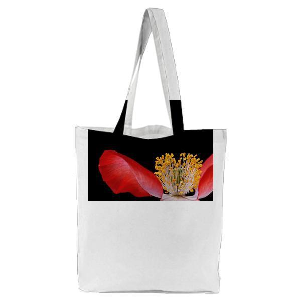 Yellow Pollen On Red Flower Tote Bag