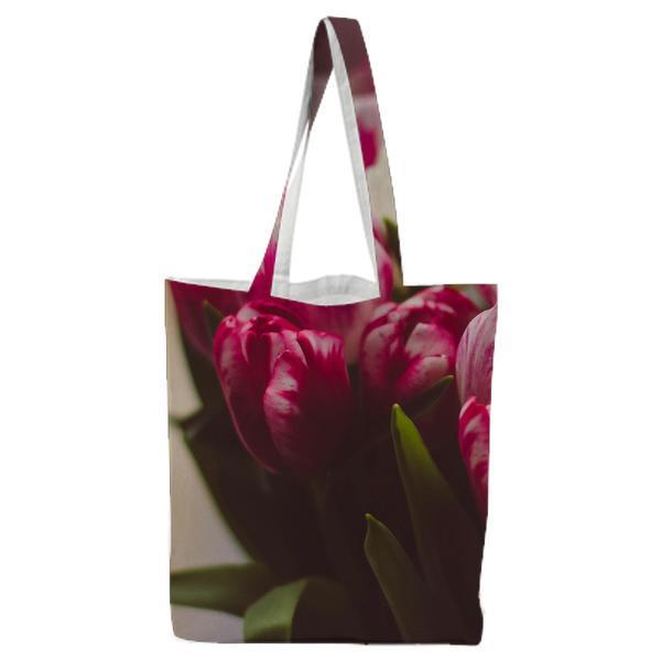 Red And White Petaled Flower On Close Up Photograph Tote Bag