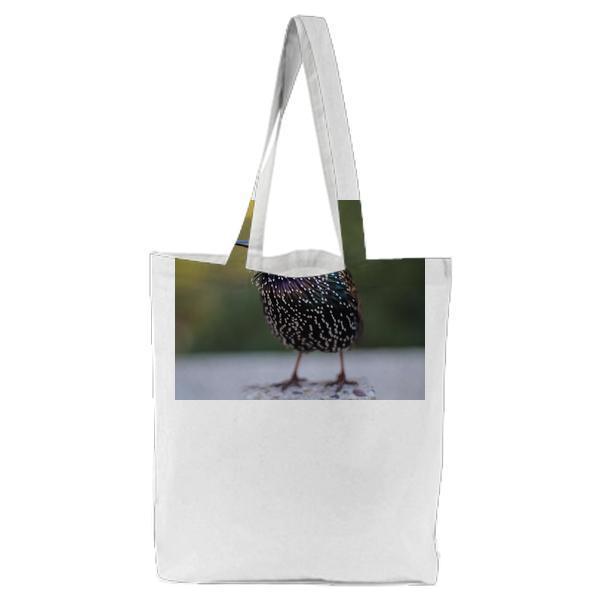 Shallow Focus Photography Of Black And Teal Bird Tote Bag