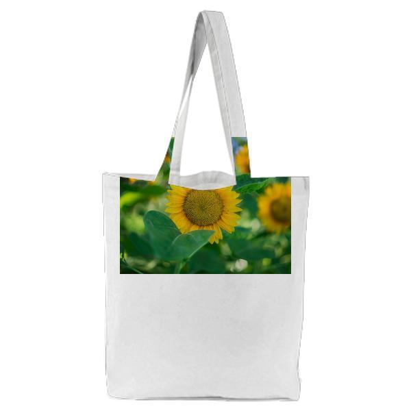 Macro Shot Of Sunflower During Daytime Tote Bag