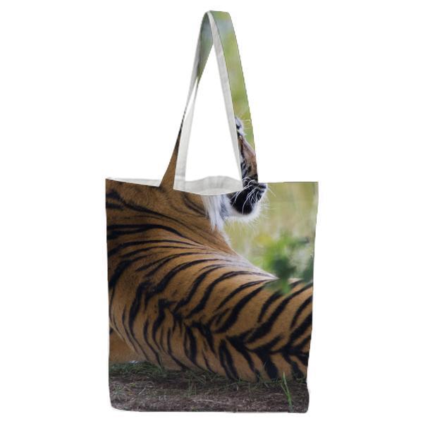 Tiger Lying Down During Daytime Tote Bag
