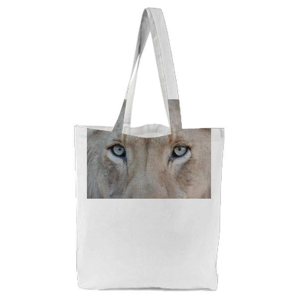 Close Up Photography Of Lion Face Tote Bag