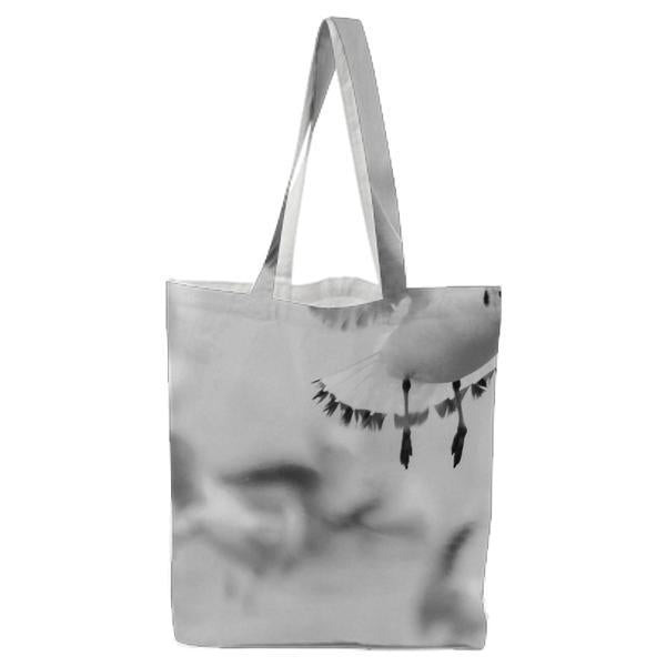 Grayscale Photo Of Bird Tote Bag