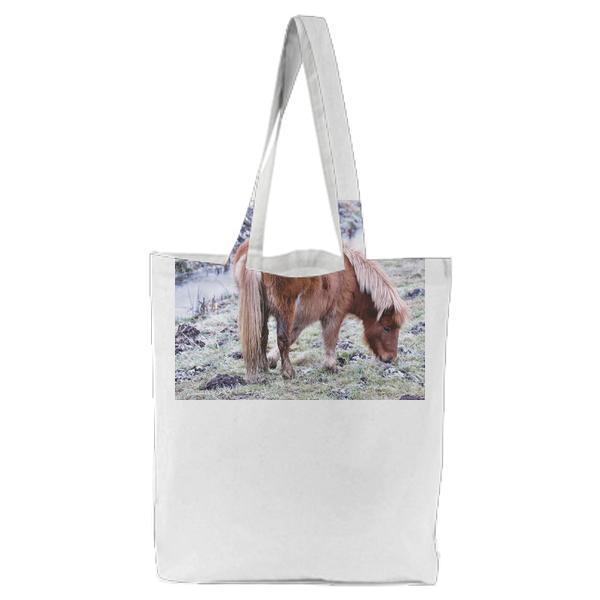 Horse On Field Tote Bag