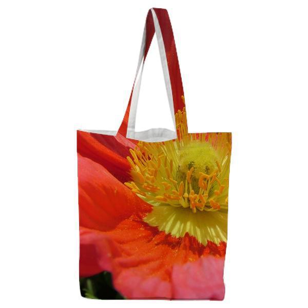 Red Petal Flower In Close Up Photography Tote Bag