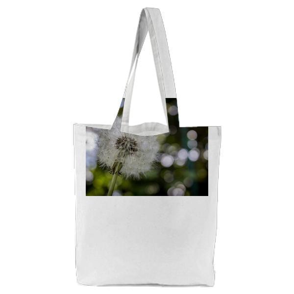Shallow Focus Photography Of White Dandelion Tote Bag