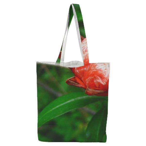 Red White Petaled Flower Close Up Photography Tote Bag