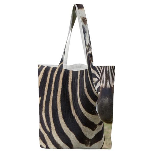 Close Up Photography Of Zebra Animal During Daytime Tote Bag