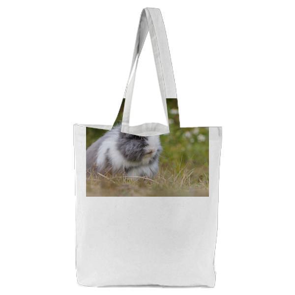 Grey And White Rabbit Tote Bag