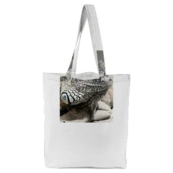Black And White Reptile In Macro Photgraphy Tote Bag