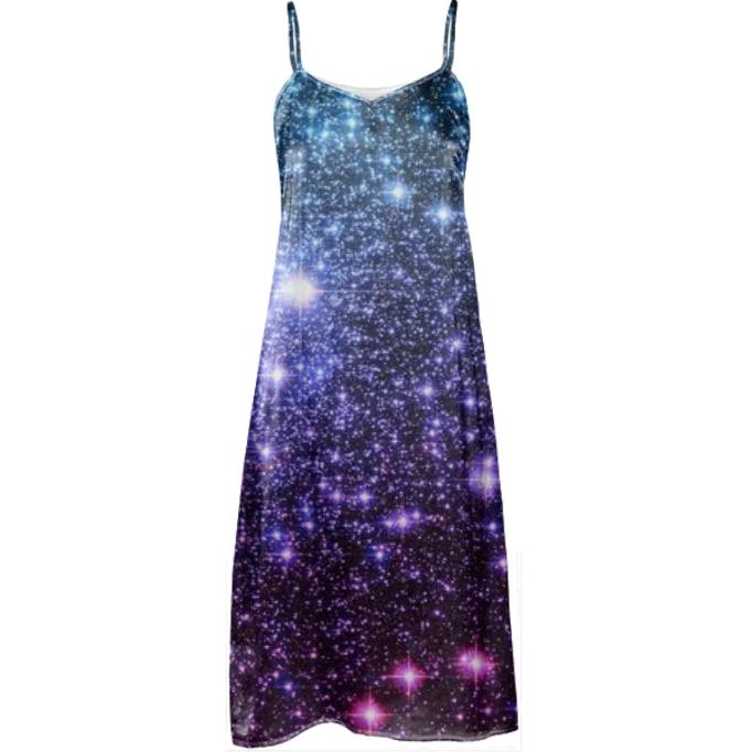 Galaxy Stars Teal Purple Pink Dress