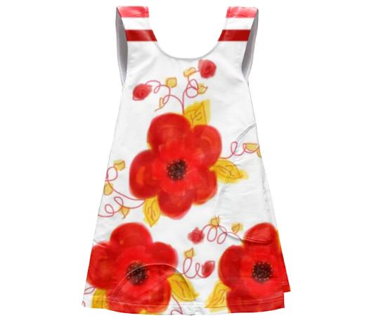 Sweetest Red Flowered Apron Dress