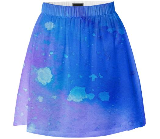 Blue and Purple Watercolor Summer Skirt