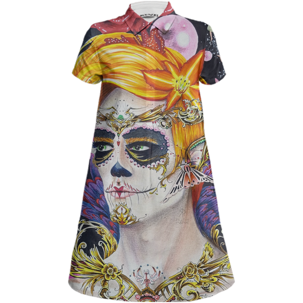 Portrait orange Day of the Dead fairy