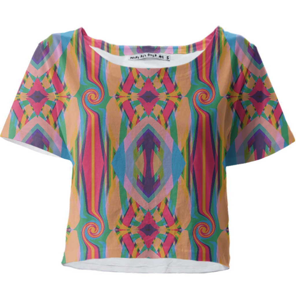Abstract Colorful Swirls and Arrows Crop Top