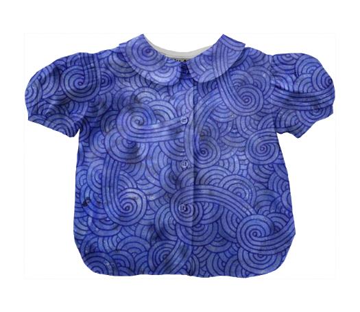 Royal blue swirls doodles Kids Blouse