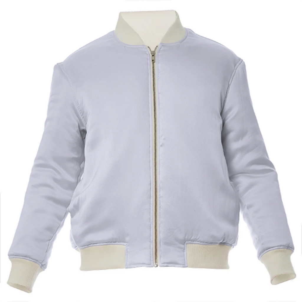 color lavender VP silk bomber jacket