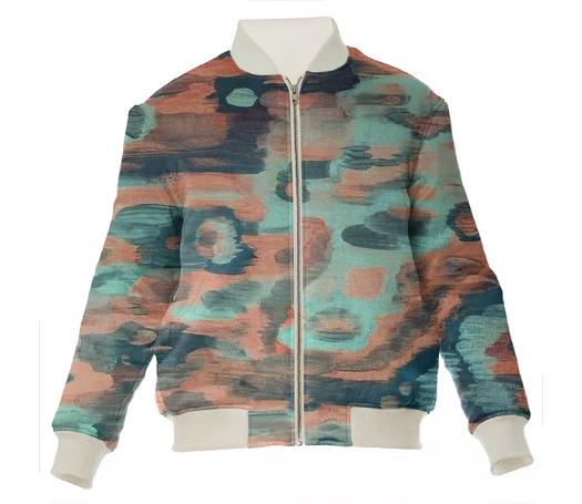 Sea Foam Silk Bomber Jacket by Amanda Laurel Atkins