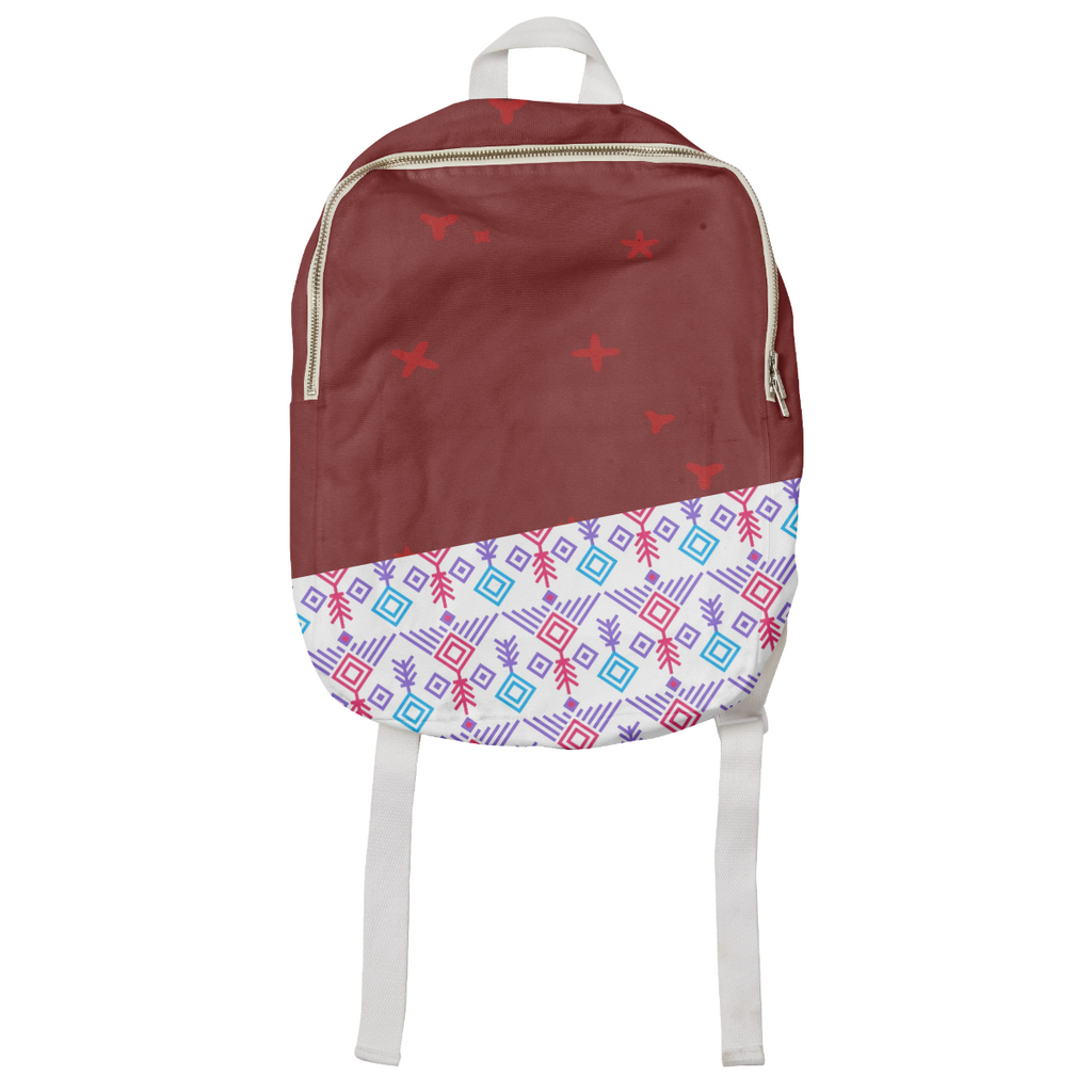 Brown Kid Backpack With Songket Colorfull Pattern